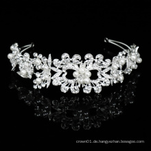 Silber handgemachte Haarschmuck Noble Bling Crystal Pearl Braut Haarbänder Hochzeit Kopfbedeckungen Schmuck Frau